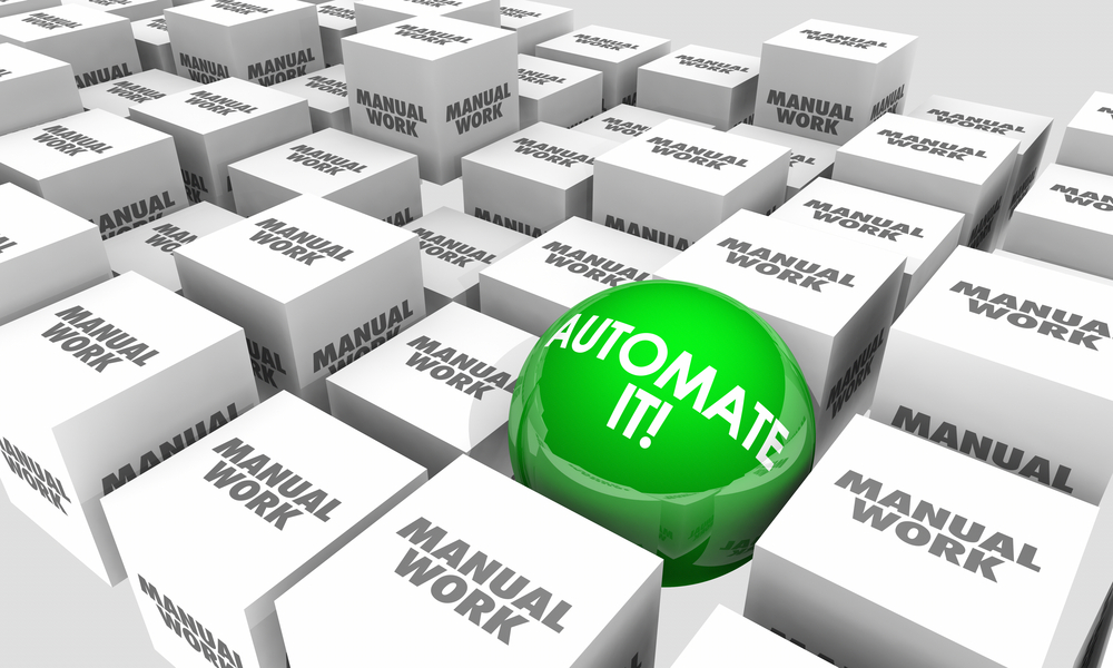 Automate It Vs Manual Work Automation Tasks Sphere Cubes 3d Illustration