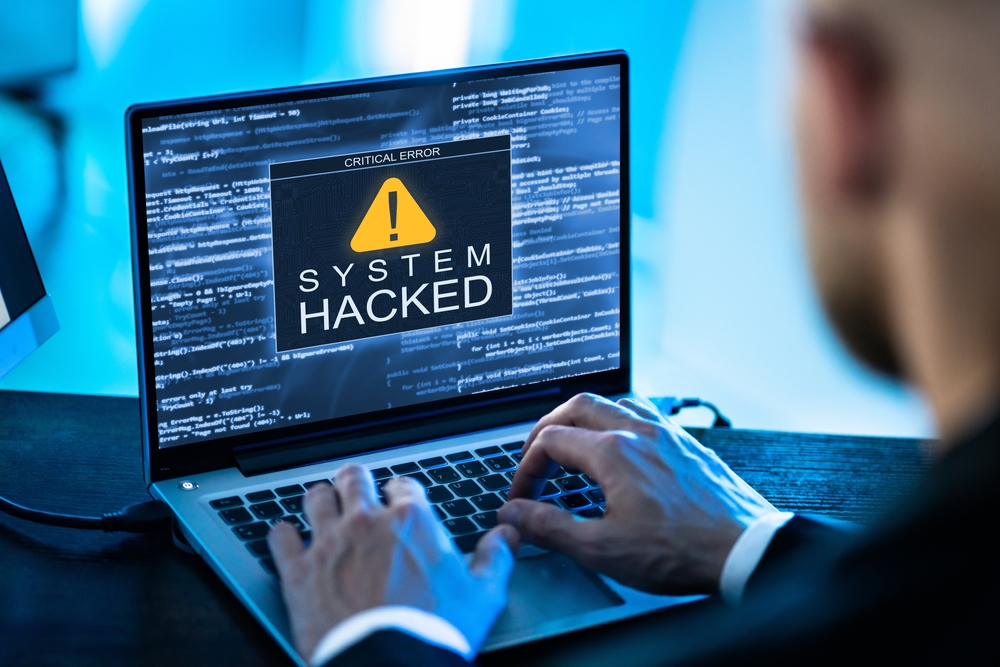 Ransomware Malware Attack And Breach. Business Computer Hacked