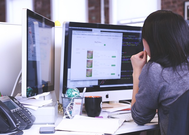 business woman working with new computer technology